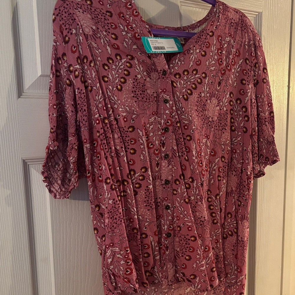 Elegant Floral Pink Blouse